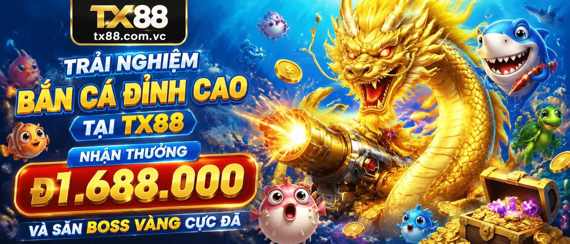 Bắn Cá TX88 sảnh game đại dương với giao diện vào bàn nhanh